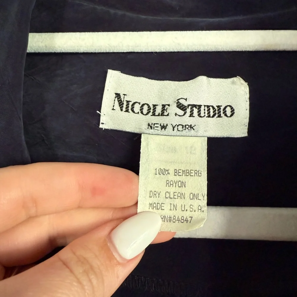 Vintage Nicole Studio New York Navy Midi Dress - Picture 2 of 5
